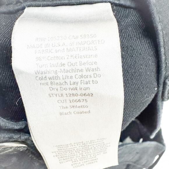 Current Elliott The Stiletto Black Skinny Denim Jeans Size 26 - Picture 5 of 9